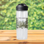 Personalised Pine Forest and mountain Nature Water Bottle<br><div class="desc">Sip with nature flair! Our Watercolor Pine Forest & Mountain water bottle,  personalised with your name,  keeps nature by your side. Hydration meets style!</div>