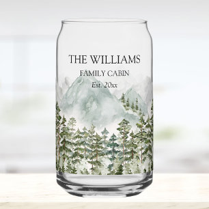Personalised Pine Forest and Mountains Can Glass