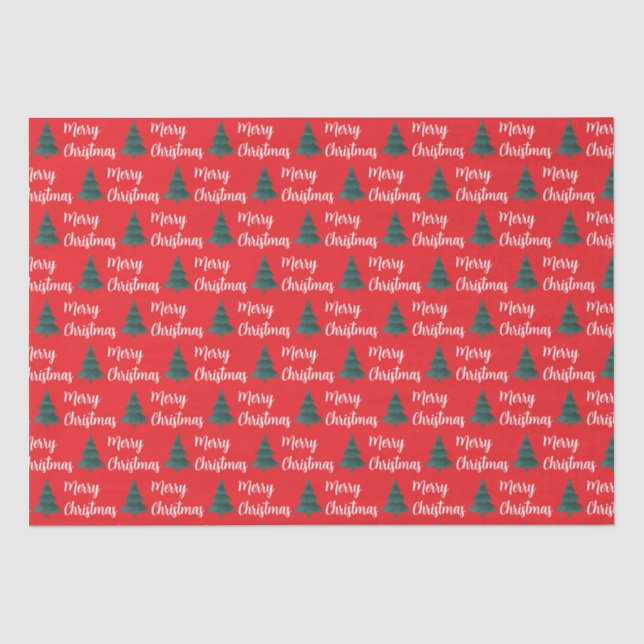 Personalised Pine Tree & Merry Christmas  Tissue Paper (Front)
