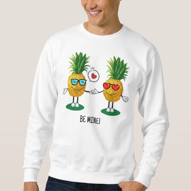 Personalised Pineapple Emoji Love Couple Sweatshirt (Front)