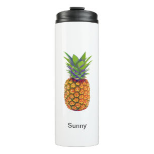 Personalised Pineapple Fruit on White Thermal Tumbler