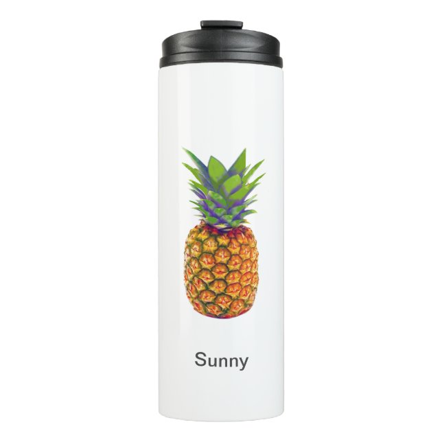 Personalised Pineapple Fruit on White Thermal Tumbler (Front)