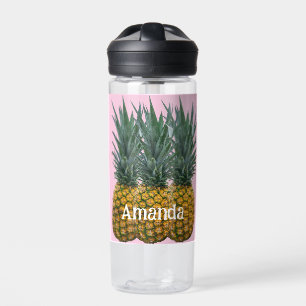 Personalised Pineapple on Pastel Pink  Water Bottle