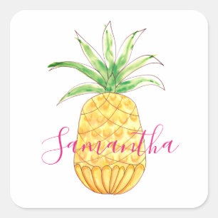 Personalised Pineapple Square Sticker