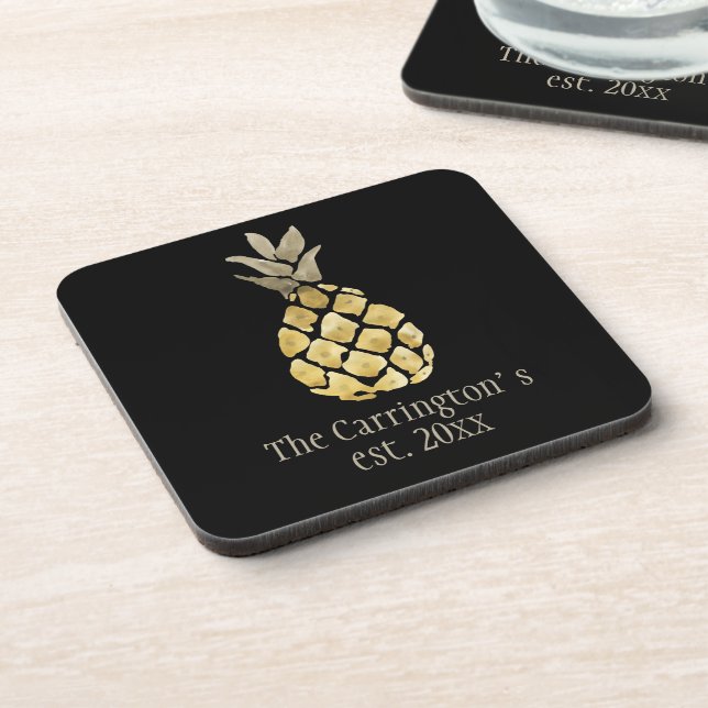 Personalised Pineapple Stenciled  Coaster (Left Side)