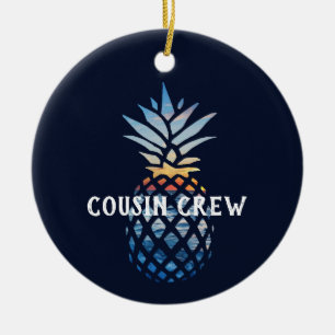 Personalised Pineapple Tropical Sunset  Ceramic Tree Decoration