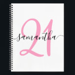 Personalised Pink 21st Birthday Guestbook Notebook<br><div class="desc">Minimalist pink 21 blank notebook that can be used as a guestbook on her special day.
With some customisation,  you will be able to ungroup the numbers to match another milestone birthday. 
Create your own girly name and birthday notebook.</div>