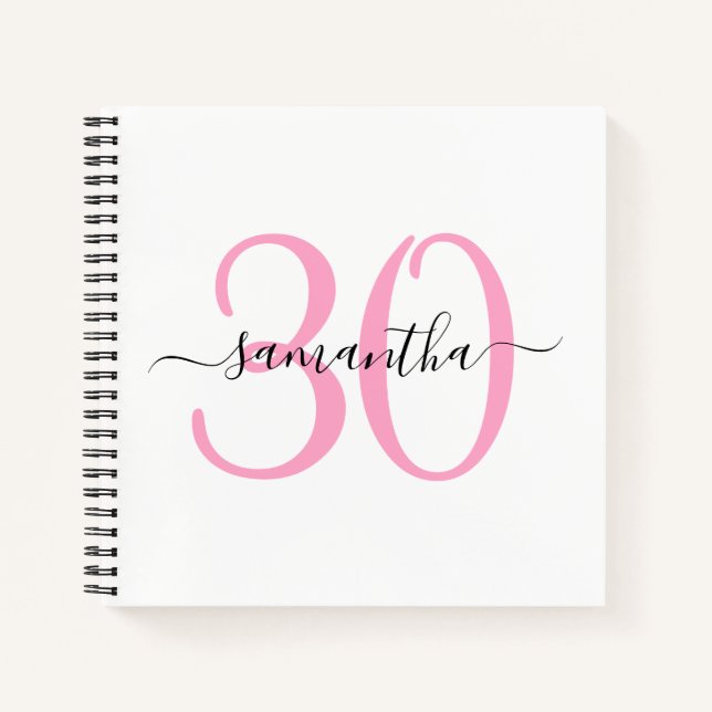 Personalised Pink 30th Birthday Guestbook Notebook (Front)