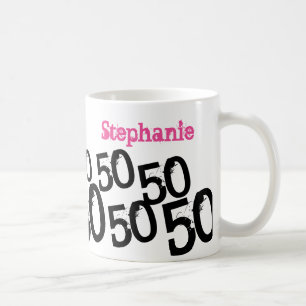 Personalised Pink 50th Birthday Coffee Mug