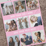 Personalised Pink 9 Photo Collage Fleece Blanket<br><div class="desc">Personalised gift fleecy blanket featuring a girly pink background that can be changed to any colour,  9 photos of your choice,  and 2 simple text templates for you to customise.</div>