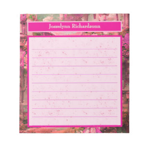 Personalised Pink Abstract Forest World Notepad