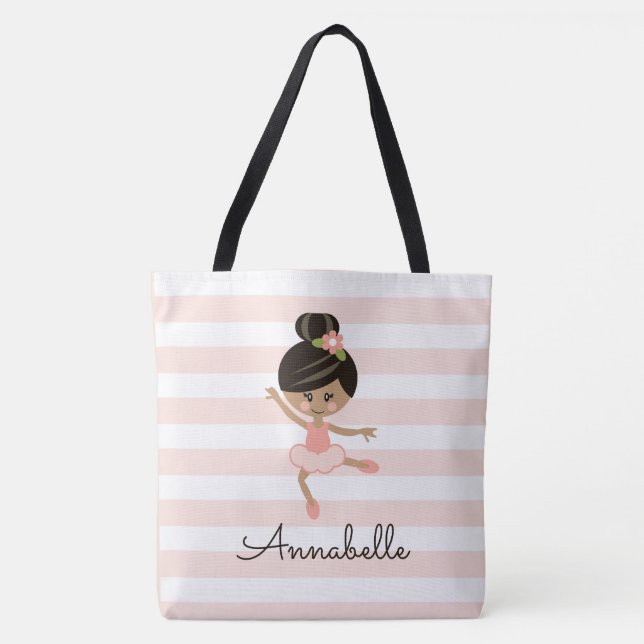 Personalised Pink African American Ballerina Tote Bag (Front)
