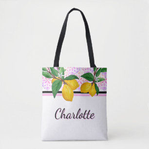 Personalised Pink Amalfi Lemon Citrus Tote Bag