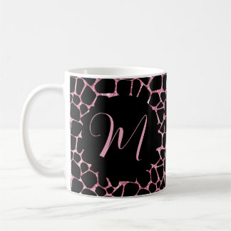 Personalised Pink and Black Monogram Mug