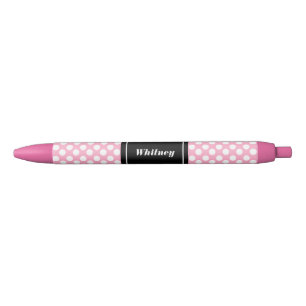 Personalised Pink and Black Polka Dot Pen