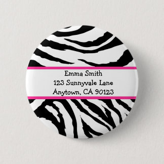 Personalised Pink and Black Zebra Pin