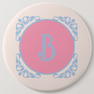 Personalised pink and blue  6 cm round badge