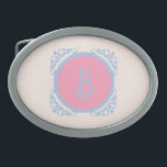 Personalised pink and blue  belt buckle<br><div class="desc">fancy</div>