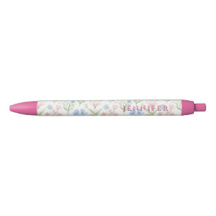 Personalised Pink and Blue Grandmillennial Floral Red Ink Pen