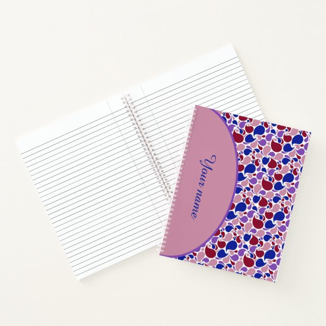 Personalised Pink and blue paisley Notebook (Inside)
