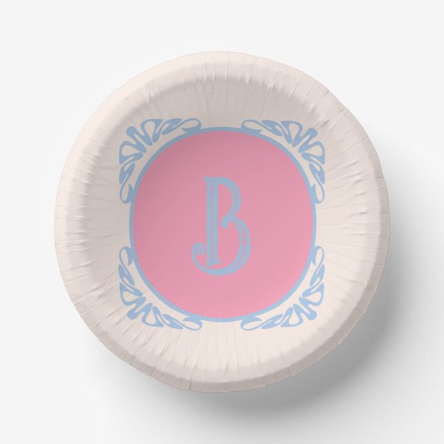 Personalised pink and blue  paper plate (Front)