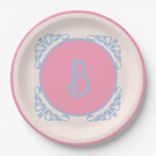 Personalised pink and blue  paper plate