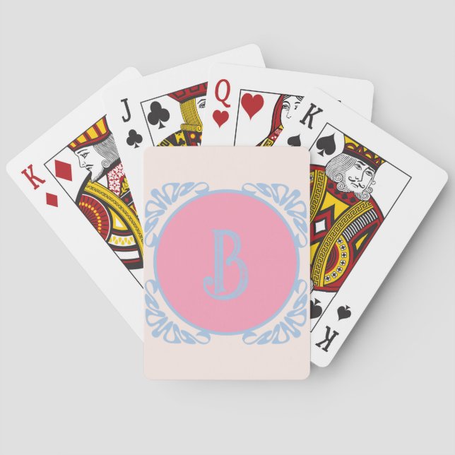 Personalised pink and blue  playing cards (Back)