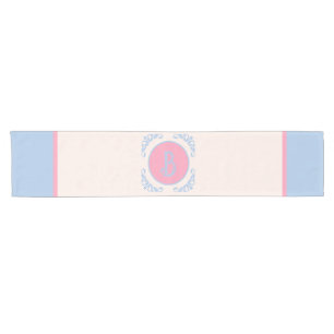 Personalised pink and blue short table runner