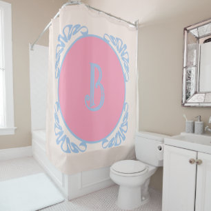 Personalised pink and blue shower curtain