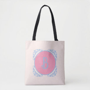Personalised pink and blue tote bag