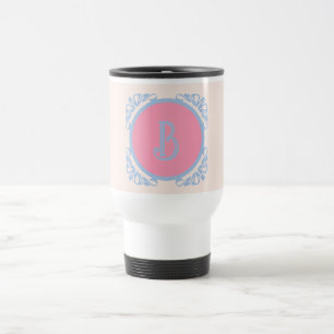 Personalised pink and blue  travel mug