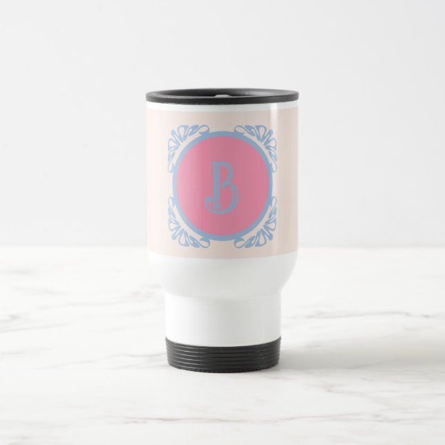 Personalised pink and blue  travel mug (Center)