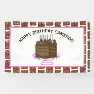 Personalised Pink and Brown Happy Birthday Banner