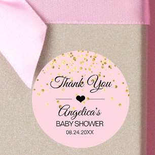 Personalised Pink and Gold Baby Shower Labels