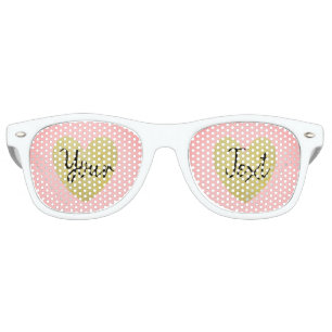 Personalised Pink and Gold Heart Party Sunglasses