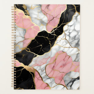 Personalised Pink and Gold Marble Print Planner