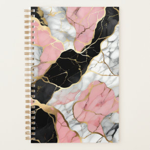 Personalised Pink and Gold Marble Print Planner
