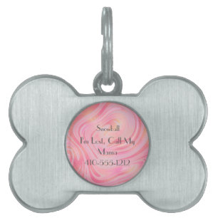 Personalised Pink and Gold Swirl Marble  Pet ID Tag
