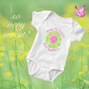 Personalised Pink and Green Pickleball  Baby Girl Baby Bodysuit