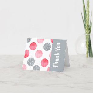 Personalised Pink and Grey Dot  Thank You Card