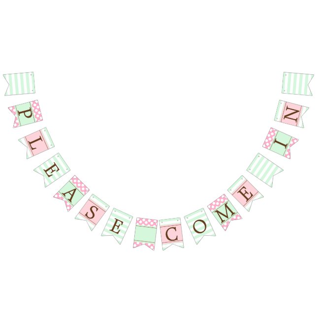 Personalised Pink and Mint Marketing Bunting Flag (All)