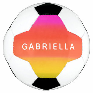 Personalised Pink and Orange Gradient Custom Name Soccer Ball