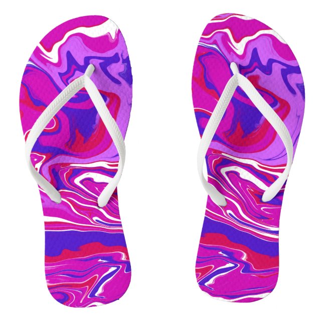 Personalised Pink and Purple Marble Swirls   Jandals (Footbed)