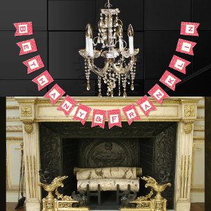 Personalised Pink and White Dot Gold Trim Wedding Bunting