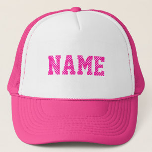 Personalised Pink and White Polka Dot Trucker Hat