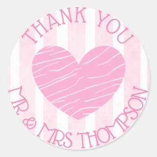 Personalised Pink and White Wedding Stickers