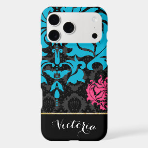 Personalised Pink Aqua Black and Gold iPhone Case