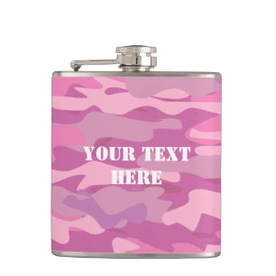 Personalised pink army Camouflage drink flask
