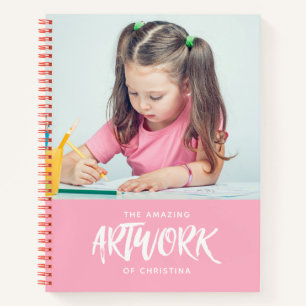 Personalised Pink Artist Photo Sketchbook Notebook