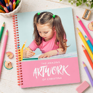 Personalised Pink Artist Photo Sketchbook Notebook
